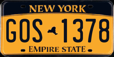 NY license plate GOS1378