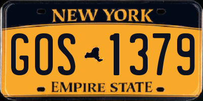 NY license plate GOS1379