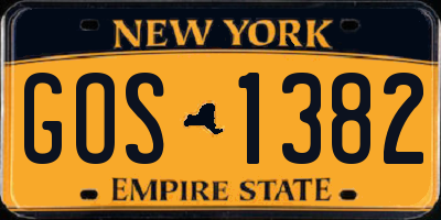 NY license plate GOS1382