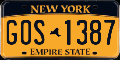 NY license plate GOS1387