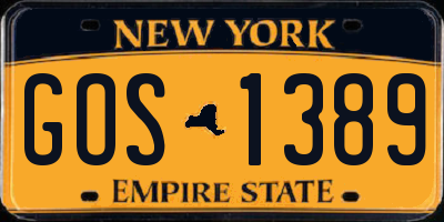 NY license plate GOS1389
