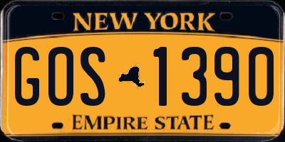 NY license plate GOS1390