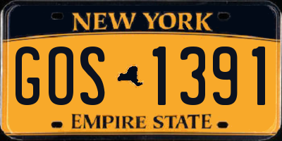 NY license plate GOS1391