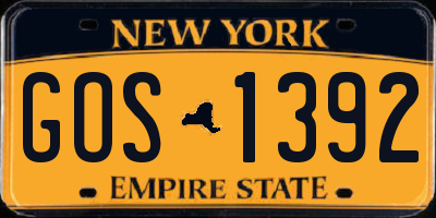 NY license plate GOS1392