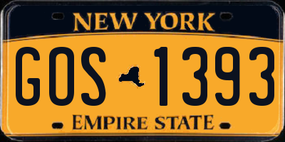 NY license plate GOS1393
