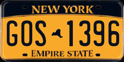 NY license plate GOS1396