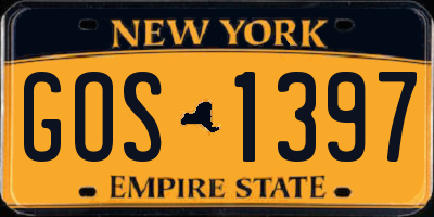 NY license plate GOS1397