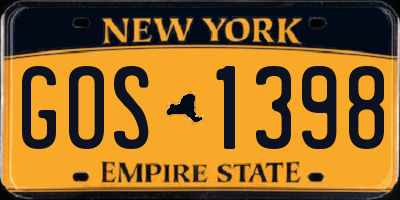 NY license plate GOS1398