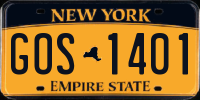 NY license plate GOS1401