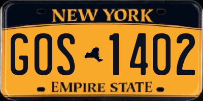 NY license plate GOS1402