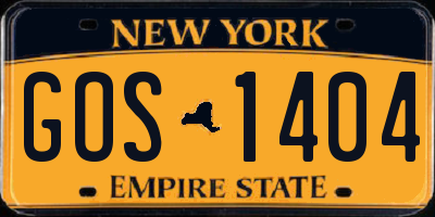 NY license plate GOS1404