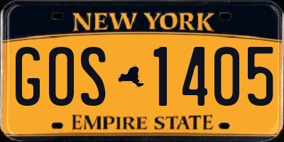 NY license plate GOS1405