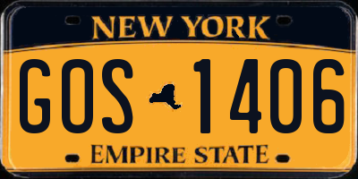 NY license plate GOS1406