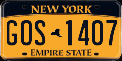 NY license plate GOS1407