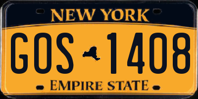 NY license plate GOS1408