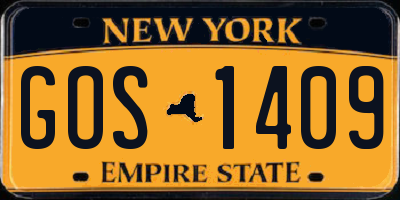 NY license plate GOS1409