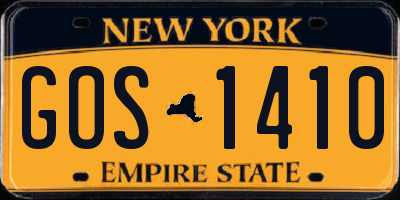 NY license plate GOS1410