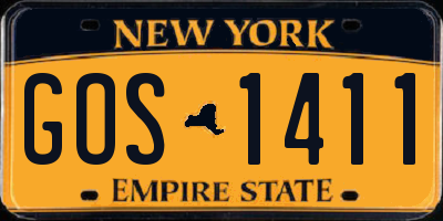 NY license plate GOS1411
