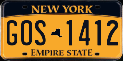 NY license plate GOS1412