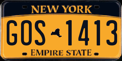 NY license plate GOS1413