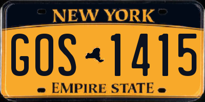 NY license plate GOS1415