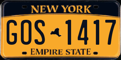 NY license plate GOS1417