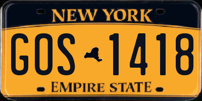 NY license plate GOS1418