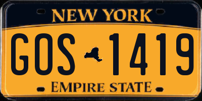 NY license plate GOS1419