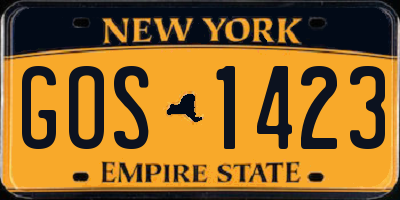 NY license plate GOS1423