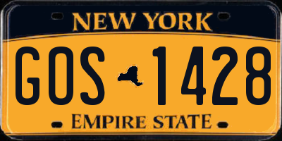 NY license plate GOS1428