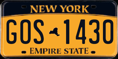 NY license plate GOS1430