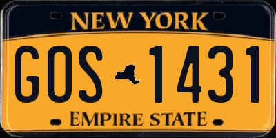 NY license plate GOS1431