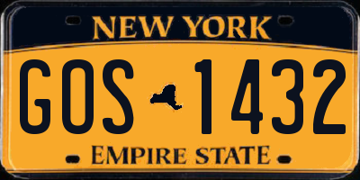 NY license plate GOS1432