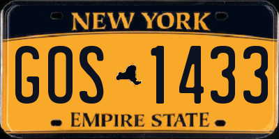 NY license plate GOS1433
