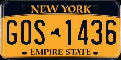 NY license plate GOS1436