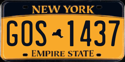 NY license plate GOS1437