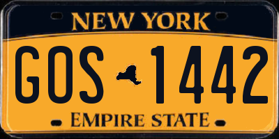 NY license plate GOS1442