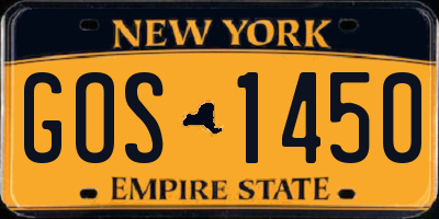 NY license plate GOS1450