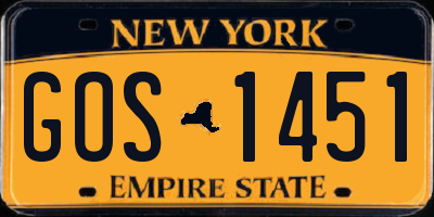 NY license plate GOS1451