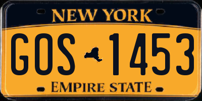 NY license plate GOS1453