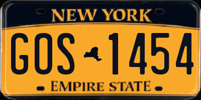 NY license plate GOS1454