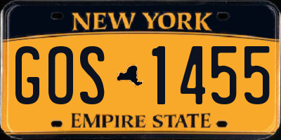NY license plate GOS1455