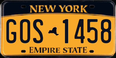 NY license plate GOS1458