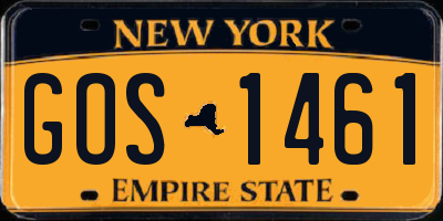 NY license plate GOS1461