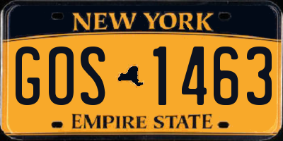 NY license plate GOS1463