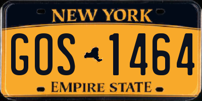 NY license plate GOS1464