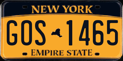 NY license plate GOS1465