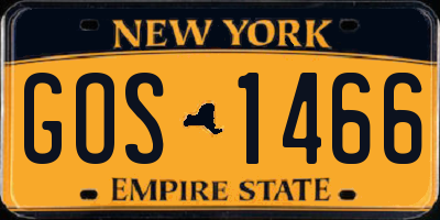 NY license plate GOS1466