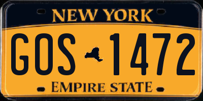 NY license plate GOS1472