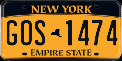 NY license plate GOS1474
